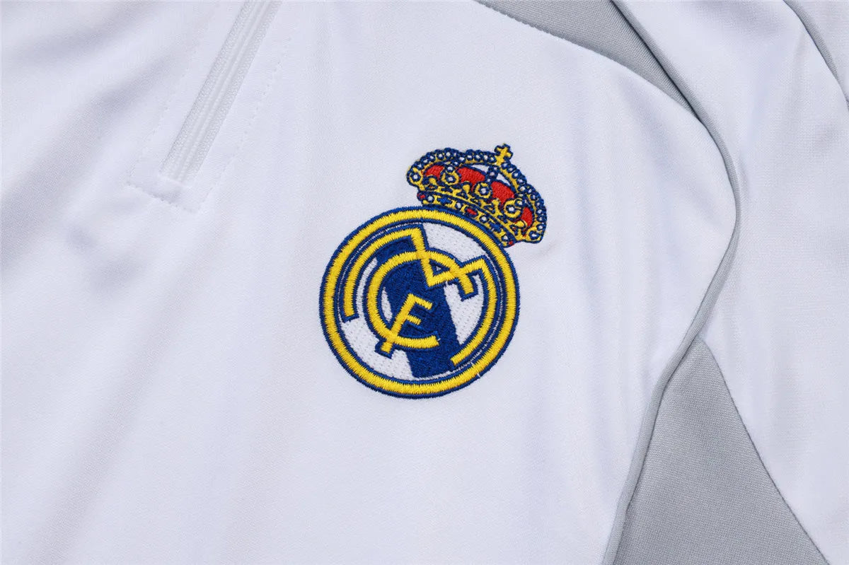 Agasalho Real Madrid 2025/26 Cinza / Branco - Com Fecho
