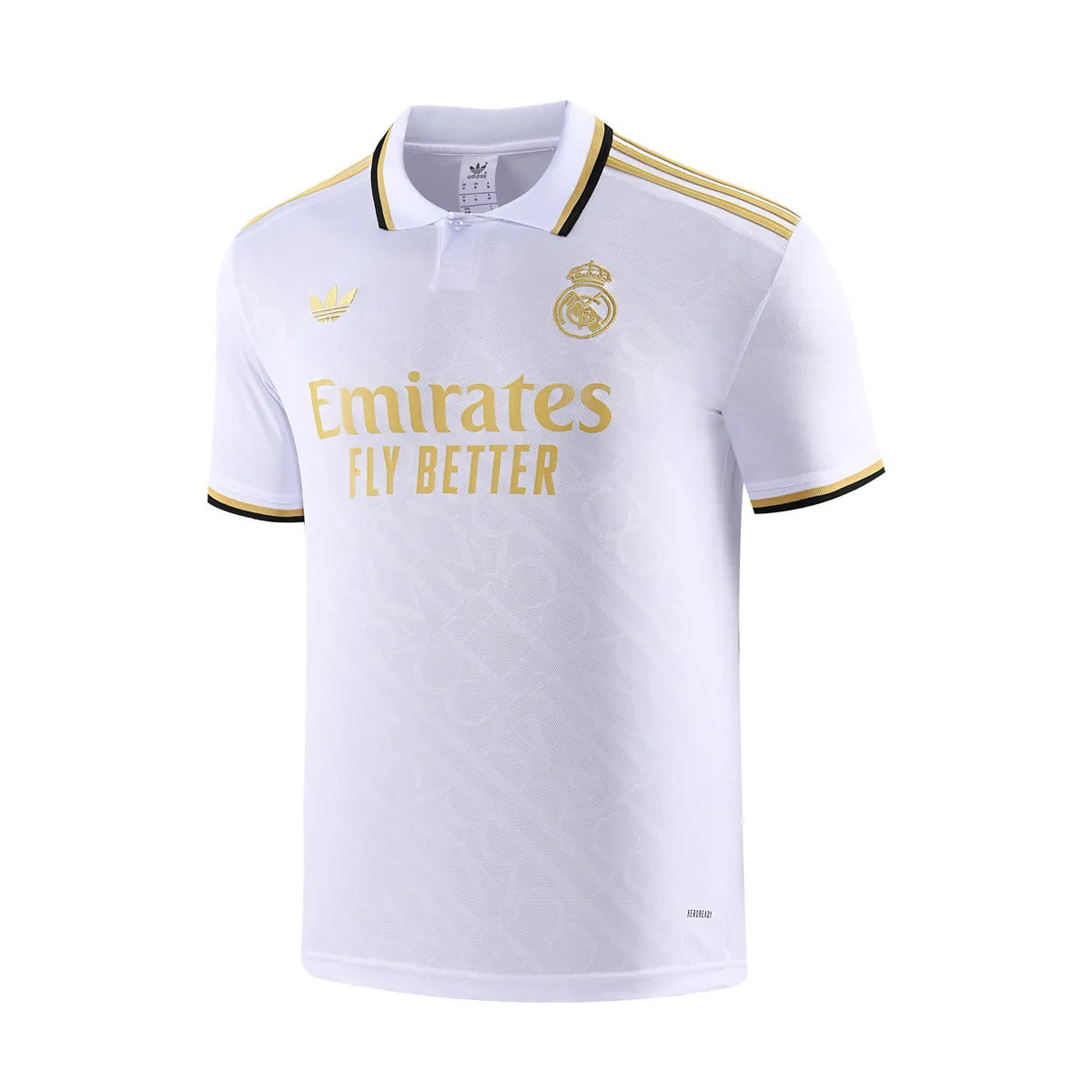 Camisa Real Madrid 2025/26 Edição Polo - Branco/Dourado - Versão Torcedor