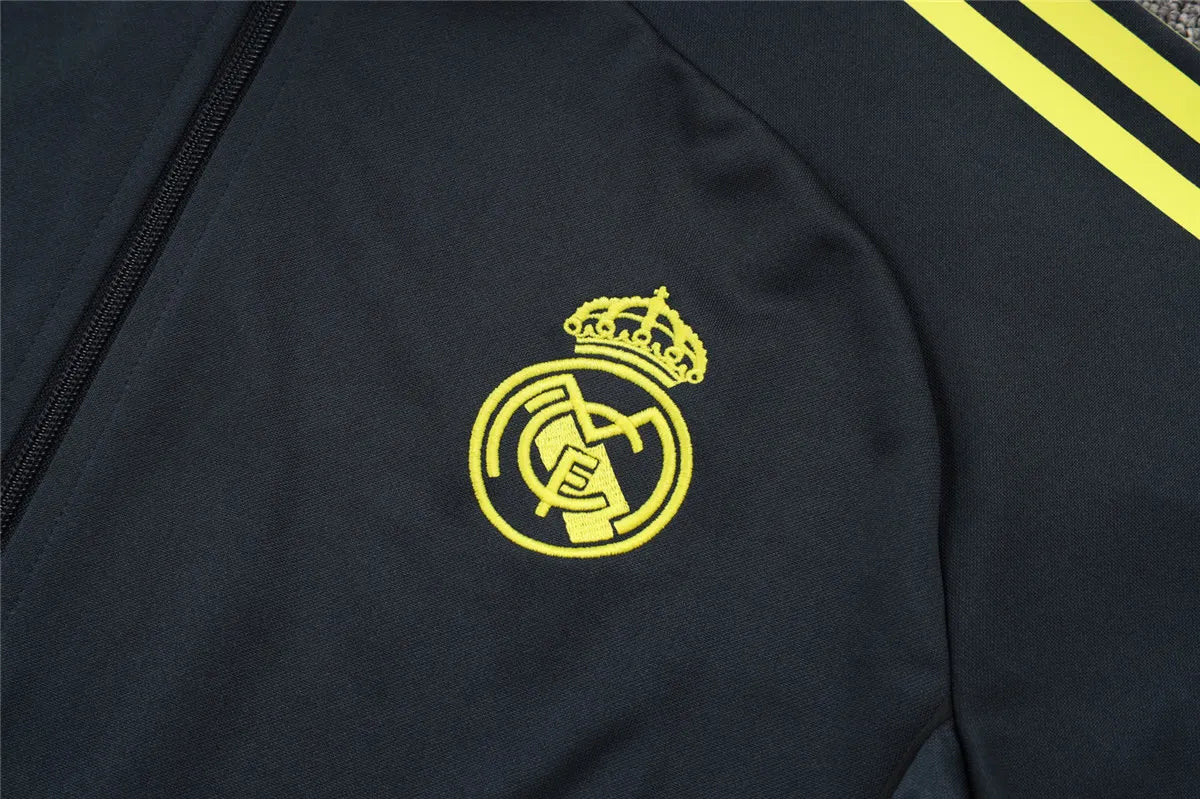 Agasalho Real Madrid 2025/26 Cinza / Amarelo - Com Ziper