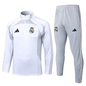 Agasalho Real Madrid 2025/26 Cinza / Branco - Com Fecho