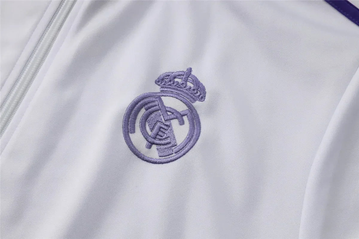 Agasalho Real Madrid 2025/26 Branco / Roxo - Com Ziper