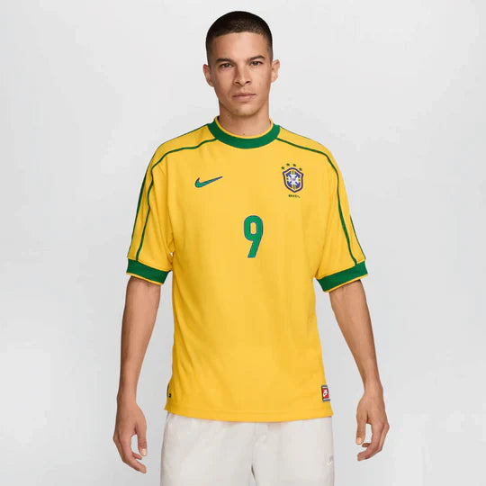 Camisa Brasil Home 1998/99 R0NALDO #9 - Versão Retrô