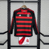 Kit Infantil Flamengo 2025/26 Home Manga Longa