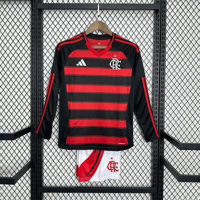 Kit Infantil Flamengo 2025/26 Home Manga Longa