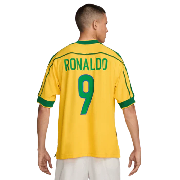 Camisa Brasil Home 1998/99 R0NALDO #9 - Versão Retrô