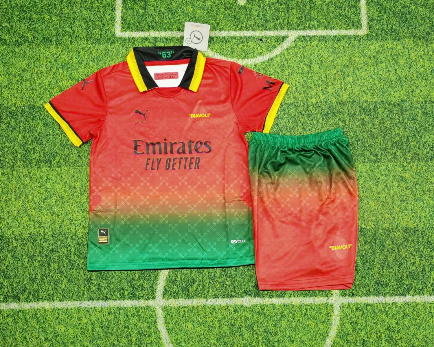 Kit Infantil AC Milan X OFF White 2024/25 Vermelho