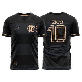 Camisa Flamengo Zico 1981 Preto e Ouro Retrô Masculina - Zico #1