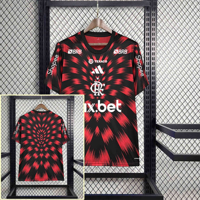 Camisa Flamengo 25/26 Pré-Jogo - Todos os Patrocínios - Versão Torcedor