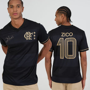 Camisa Flamengo Zico 1981 Preto e Ouro Retrô Masculina - Zico #1
