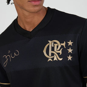 Camisa Flamengo Zico 1981 Preto e Ouro Retrô Masculina - Zico #1