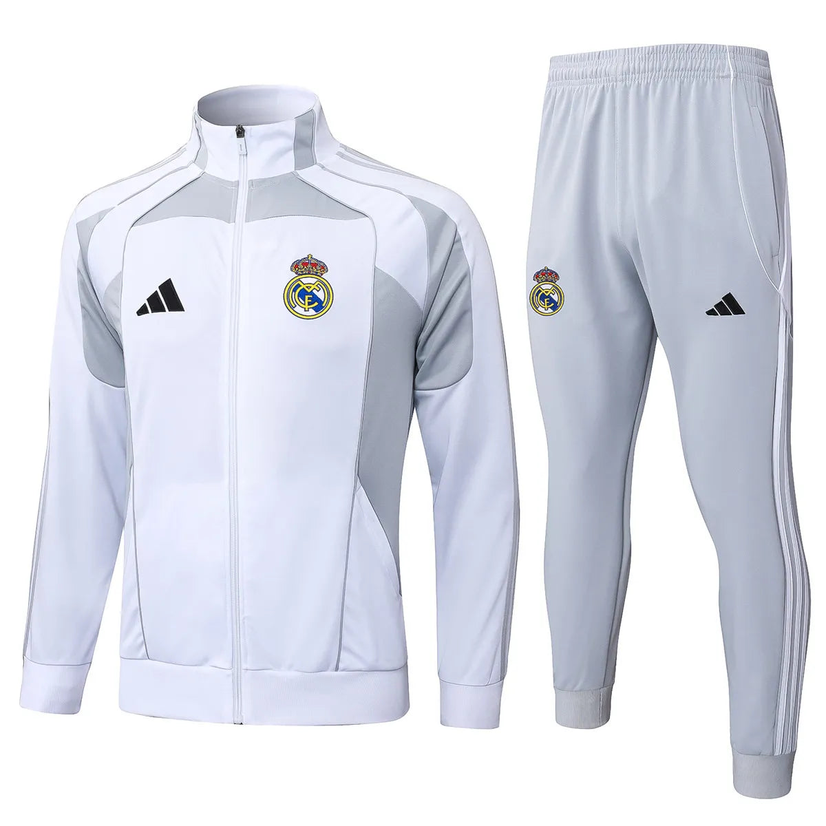 Agasalho Real Madrid 2025/26 Cinza / Branco - Com Ziper