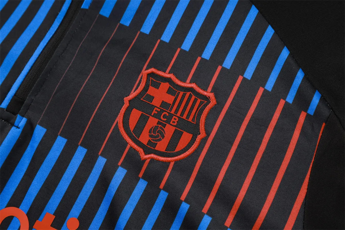 Agasalho Barcelona 2024/25 Preto Listrado- Com Fecho
