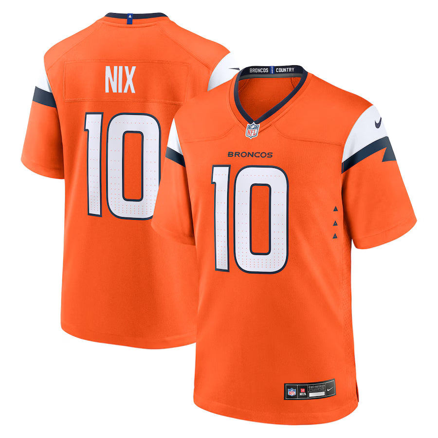 Bo Nix #10 Denver Broncos - NFL Game Jersey - Laranja