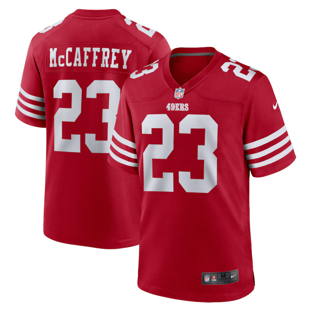San Francisco 49ers Christian McCaffrey #23 NFL Game Jersey - Vermelho