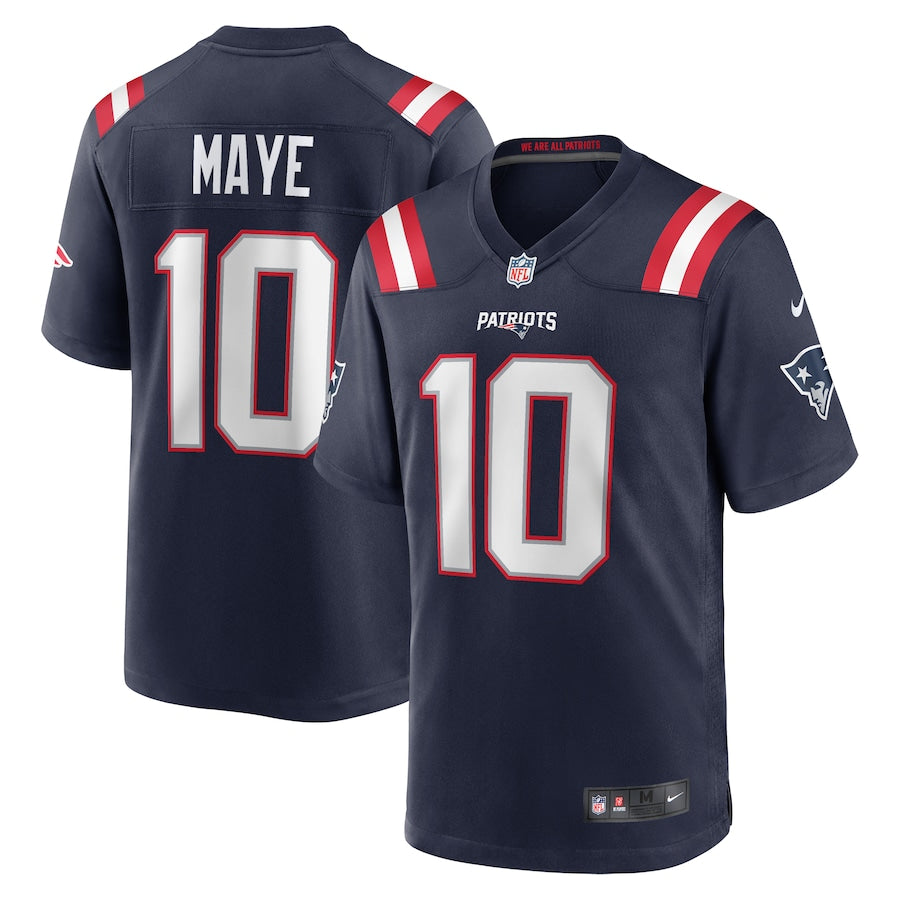 Drake Maye #10 New England Patriots NFL Game Jersey - Azul